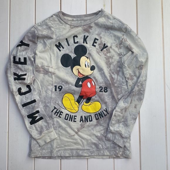 100% Cotton Mickey Mouse Graphic Tie-died Crew Neck Shirt - Picture 1 of 6